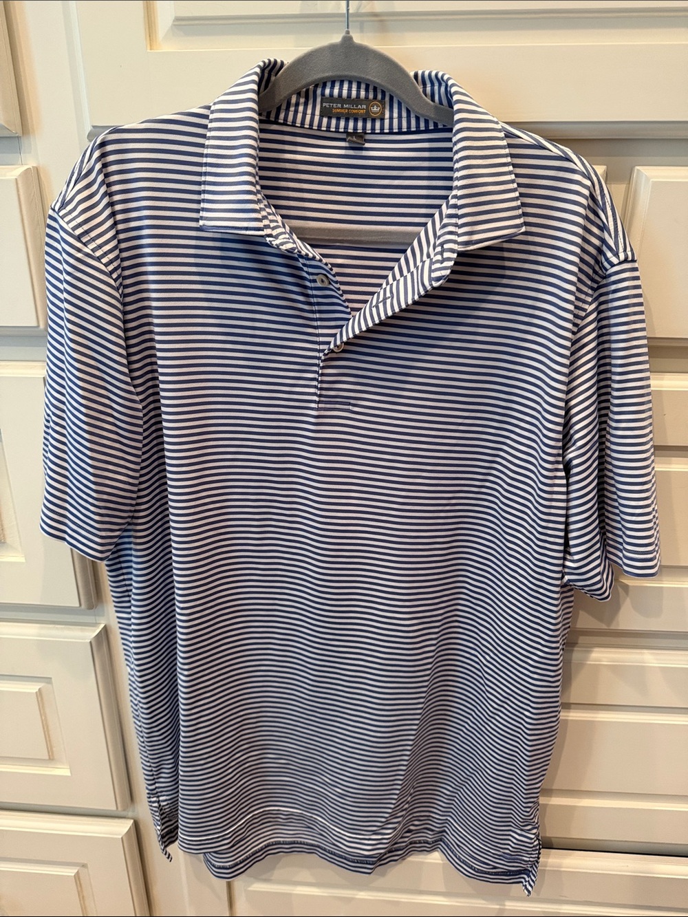 Peter Millar Navy and White Striped Polo